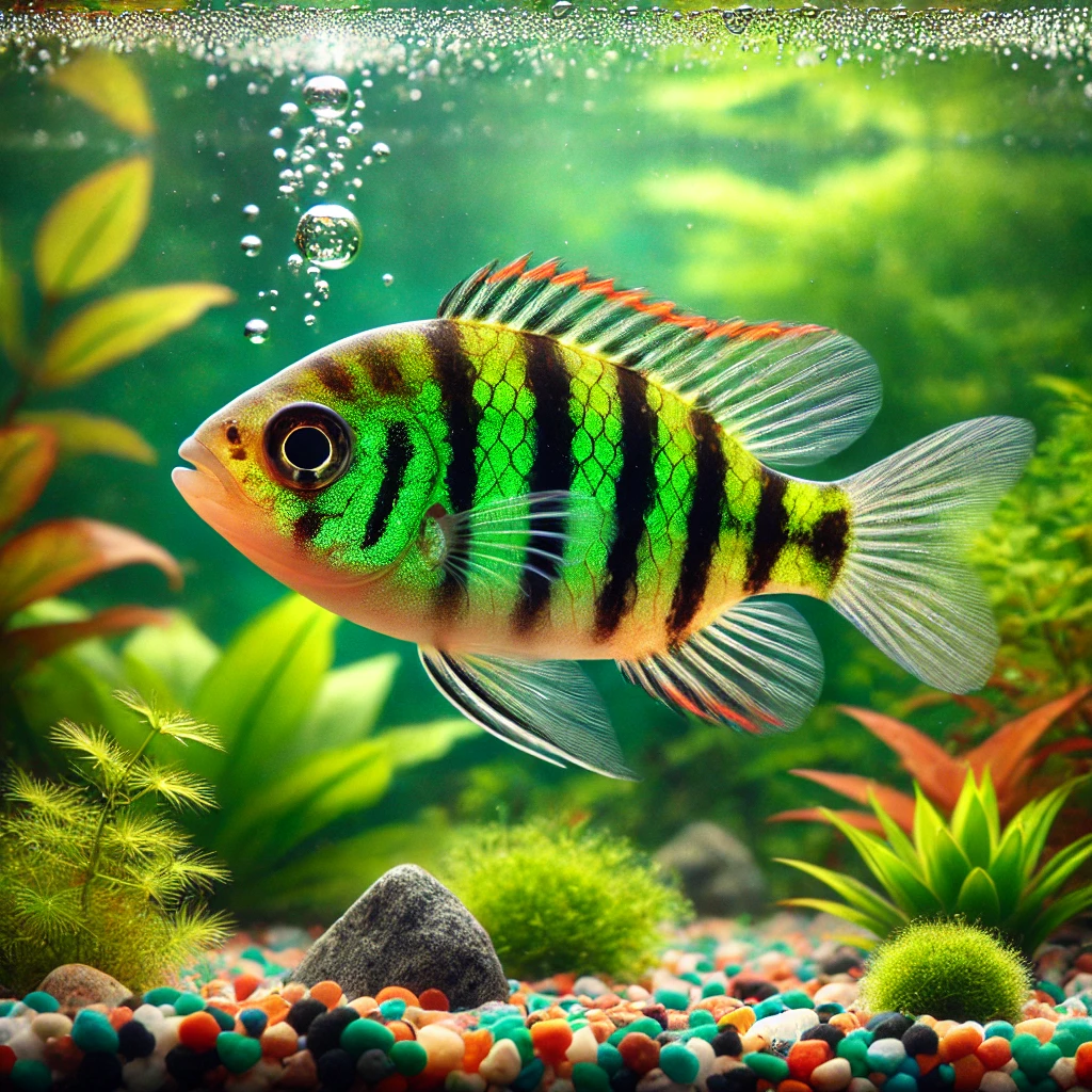 Barbus tetrazona vert Зелений Сума�...