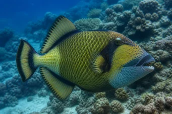 Balistoides viridescens (Баліст з жовтою головою.)