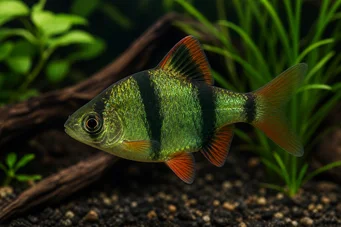 Barbus tetrazona vert (Зелений Суматра)