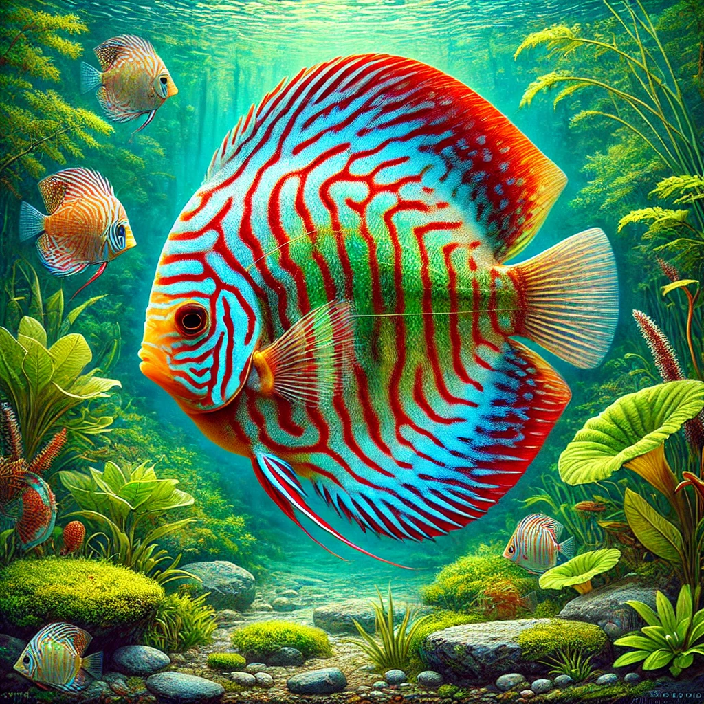 Symphysodon aequifasciat... Синій дискус